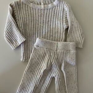 Kids Knit Matching Set in Oatmeal Speckle - Cozy Two-Piece